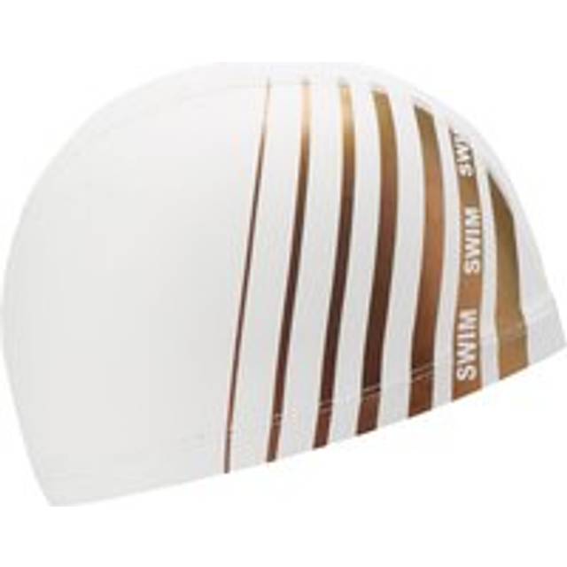 Coated Mesh Swim Cap - Printed Fabric - Size m - White Line Red - Ultra White/-