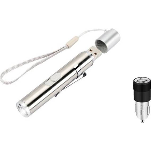(Package C) 3-in-1 Multi-function LED Flashlight USB Rechargeable Mini Portable UV Torch Laser Light