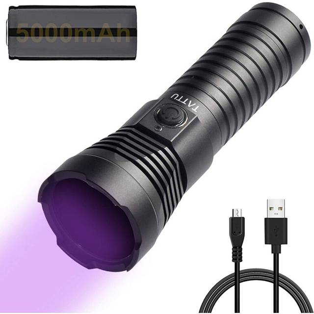 TATTU U3S UV Torch Rechargeable 365nm Black Light Flashlight with ZWB2 Filter, Blacklight 10W Ultraviolet LED Lamp with Micro USB Charging Cable