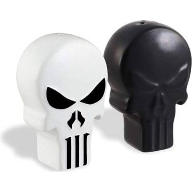 Marvel The Punisher Black & White Skull Logo Ceramic Salt & Pepper Shaker Set