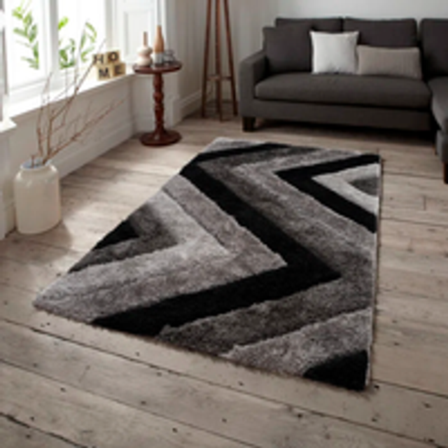 Home Republic Chevron Shaggy Rug - Grey - One Size
