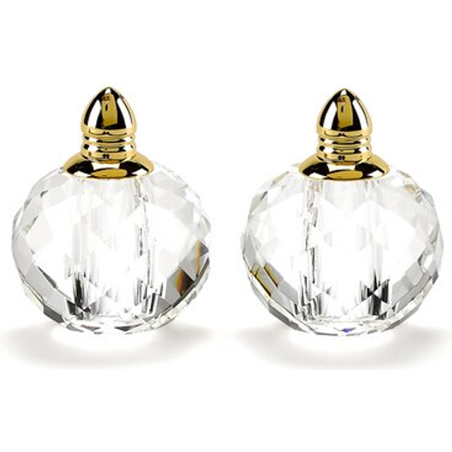 Badash crystal Salt and Pepper Shaker Set - 25 Tall Zendra Hand-cut Optical crystal glass Shakers with gold Tops - Set a Beautiful Table