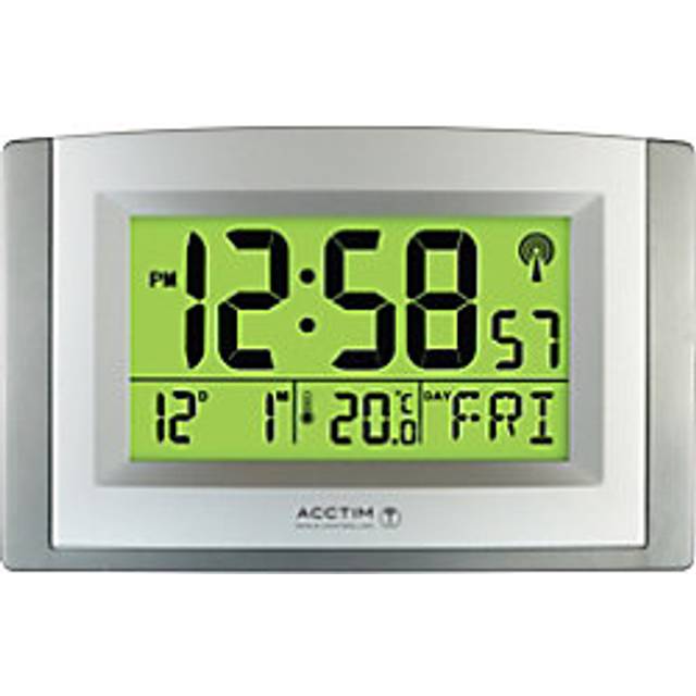 Acctim Stratus Radio Controlled LCD Digital Alarm Clock, Black/Silver