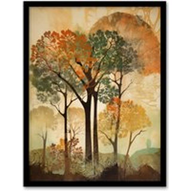 Autumn Again By George Sinclair Earthy Vintage Trees Botanical Aesthetic Modern Painting Artwork Framed Wall Art Print A4 - Black - A4