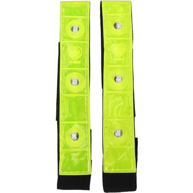 2 x Reflective Band Arm Leg Strap Belt 4 LED Light Cycling Running Jogging