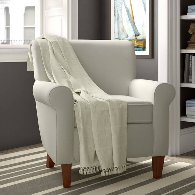 EHC 179 x 254 cm Cotton Batten Large 2 Seater Sofa/Chair or Double Bed Throw, Ivory