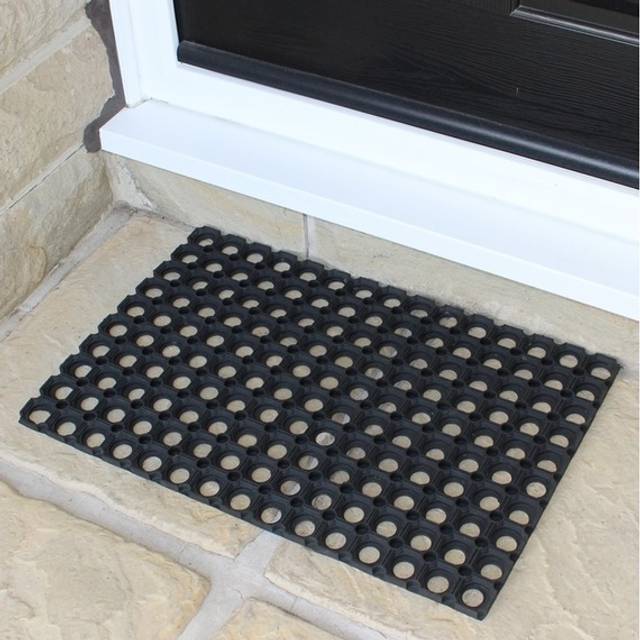 Rondo Large Rubber Ring Entrance Door Mat - Black