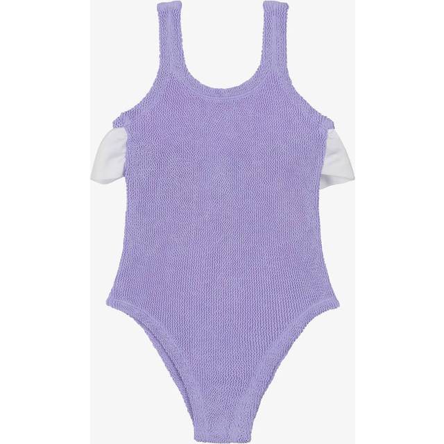 Hunza G Girls Lilac Kids Lara Scoop-neck Seersucker Swimsuit 7-12 Years - LILAC