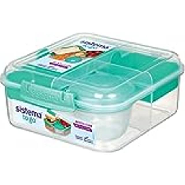 Sistema Bento Box To go Lunch Box With YoghurtFruit Pot 125 L Square Bpa-Free Minty Teal