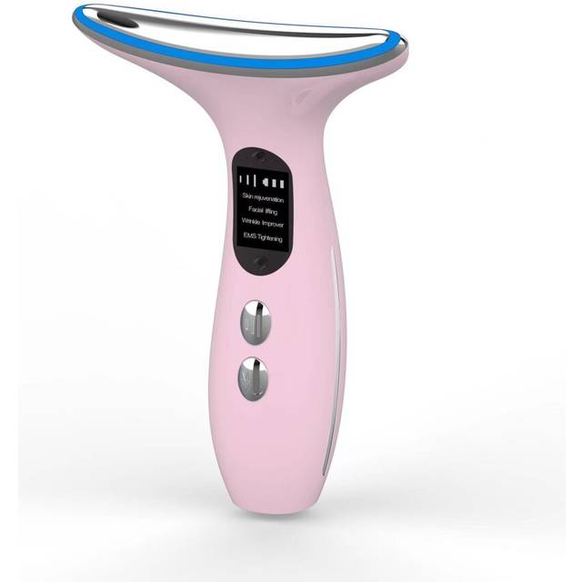 (Pink) Lifting Machine Neck Massage Tool Skin Care EMS LED Photon Firming Rejuvenation Anti Wrinkle