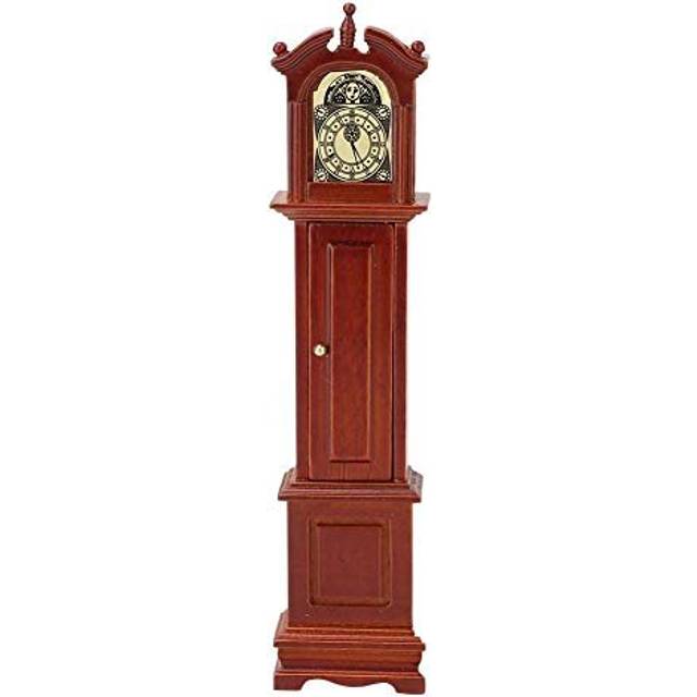 1:12 Dollhouse Miniature Accessories Retro Floor Clock, Wooden Craft Grandfather Clock with Movable Door Dollhouse Decor