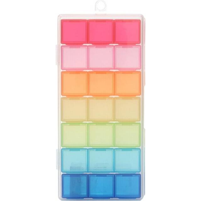 21 Compartment Transparent Color Empty Plastic Box Pill Tablet Medicine Organizer Weekly 7 3- Tray Storage Case