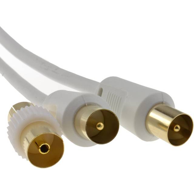 kenable RF TV Freeview Plug to Plug White Aerial Lead Cable with Coupler 40m