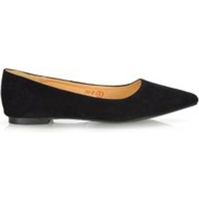 'Alessia' Flat Pointed Toe Low Heel Slip on Bridal Ballerina Pump Shoes - Jet Black - 5