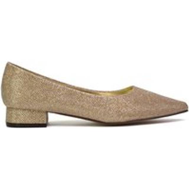 'Karen' Pointed Toe Wedding Shoes Low Heel Bridal Heels - Gold - 7