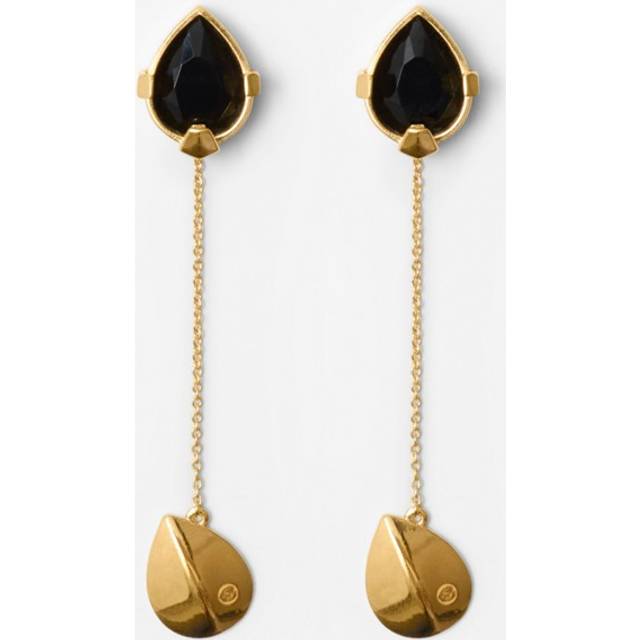 Burberry Onyx Shield Pendant Earrings - Gold/Black - One Size