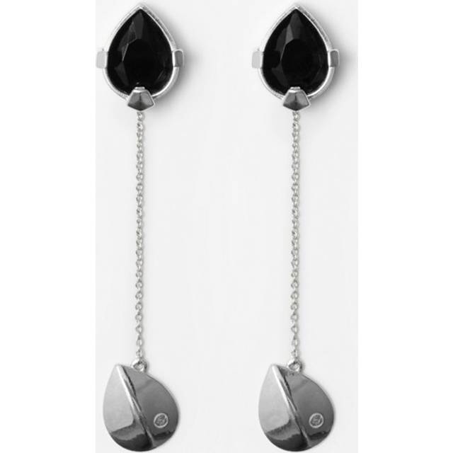 Burberry Onyx Shield Pendant Earrings - Silver/Black - One Size