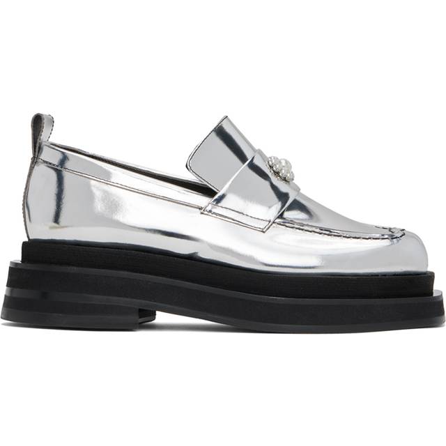 Simone Rocha Silver Heart Toe Platform Loafers - Silver/Pearl - IT 35