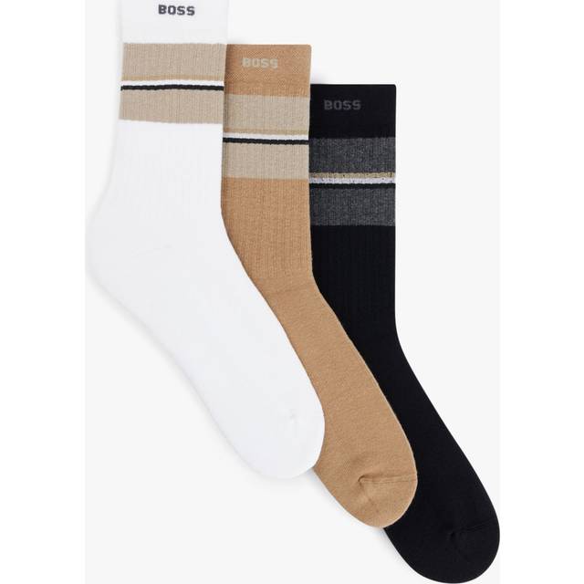 Boss Mens Open Miscellaneous College Striped Pack of Three Cotton-blend Socks 7.5-8 - OPEN MISCELLANEOUS