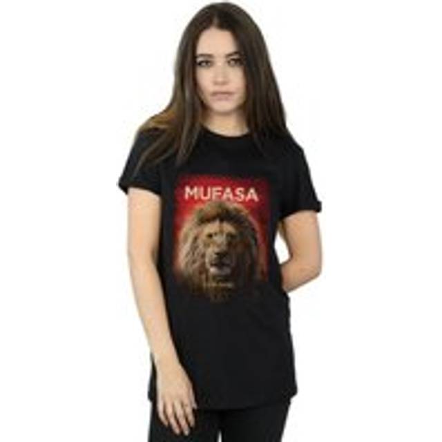 (L, Black) Disney Womens/Ladies The Lion King Movie Mufasa Poster Cotton Boyfriend T-Shirt