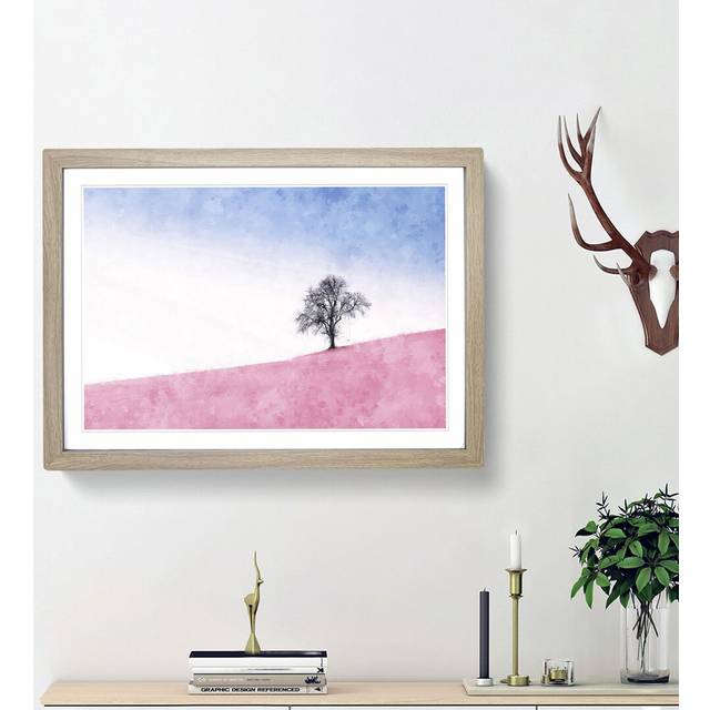 The Tree Swing - Picture Frame Painting Print - Oak Framed (45cm H x 63cm W x 2cm D)