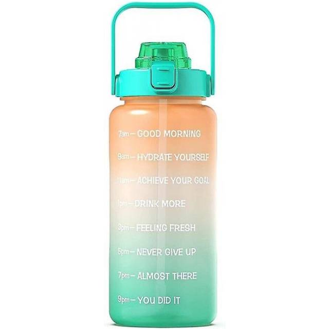 Half Gallon Water Bottle With Time Marker Straw 64 Oz Bpa Free Large Motivational Sports Water