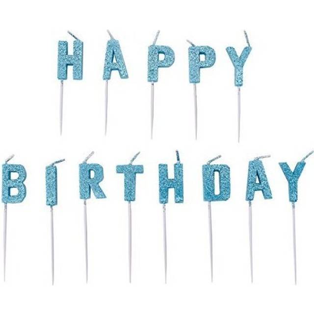 Blue Happy Birthday Pick Glitter Candles