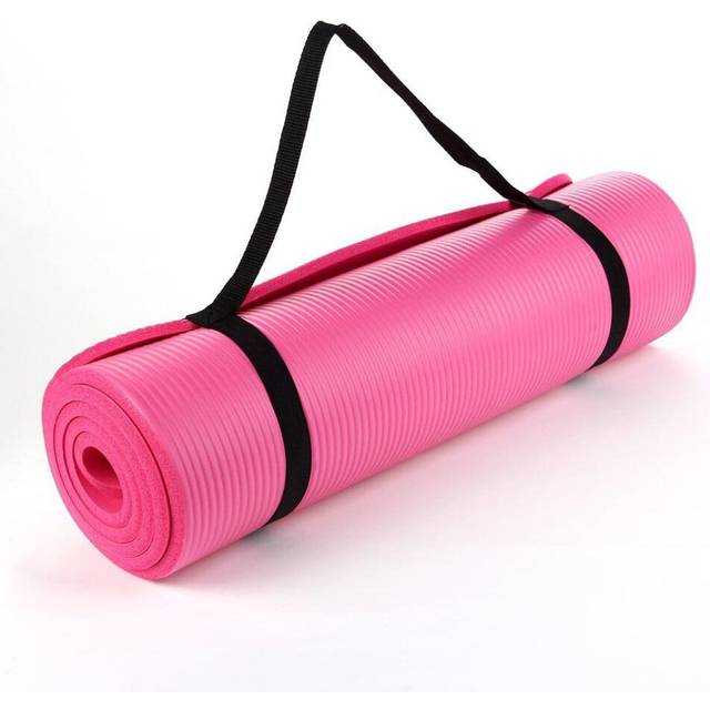 (Pink) NBR Yoga Mat for Pilates Gym Exercise 15mm Thick