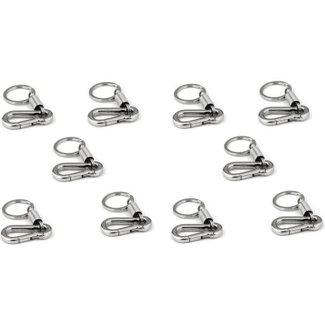 10X Sturdy Carabiner Key Chain Key Ring Polished Key Chain Spring Key Chain Business Waist Key Chain, Silver