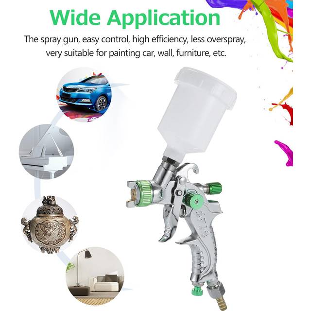 Gravity Feed Air Spray Gun Mini Sprayer Paint Gun with 100ML Cup 1.0mm Nozzle for Painting Car silver