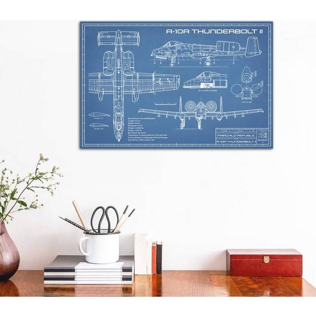 A-10 Thunderbolt II [Warthog] Airplane Blueprint by Action Blueprints - Wrapped Canvas Graphic Art Print (66.04 cm H x 45.72 cm W x 3.175 cm D)