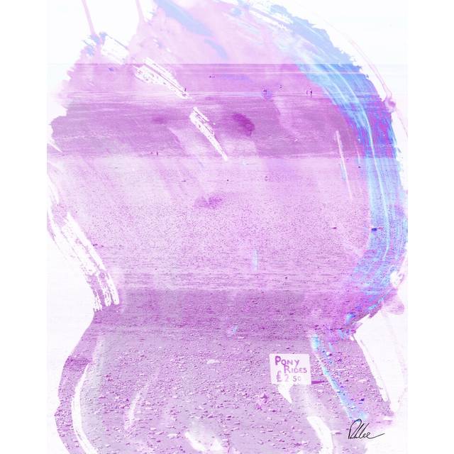 Beach Pink Pony Ride Art Print Wrapped on Canvas (101 cm H x 152 cm W x 4 cm D)