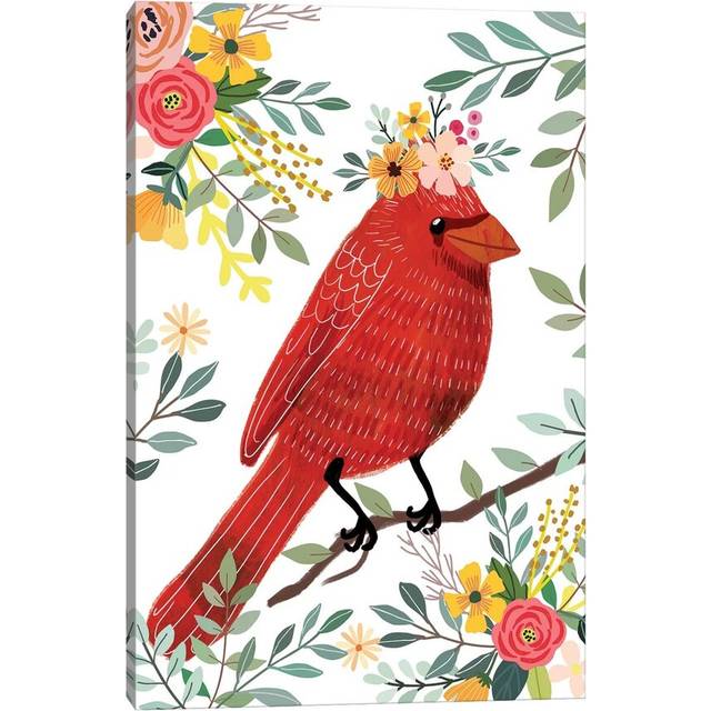 Red Bird by Mia Charro - Graphic Art Print on Canvas - Wrapped Canvas (66.04cm H x 45.72cm W x 1.91cm D)