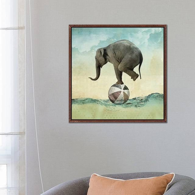 Head of a Pin by Vin Zzep - Graphic Art  Print on Canvas - Classic Brown Wood Framed (66.04cm H x 66.04cm W x 3.81cm D)