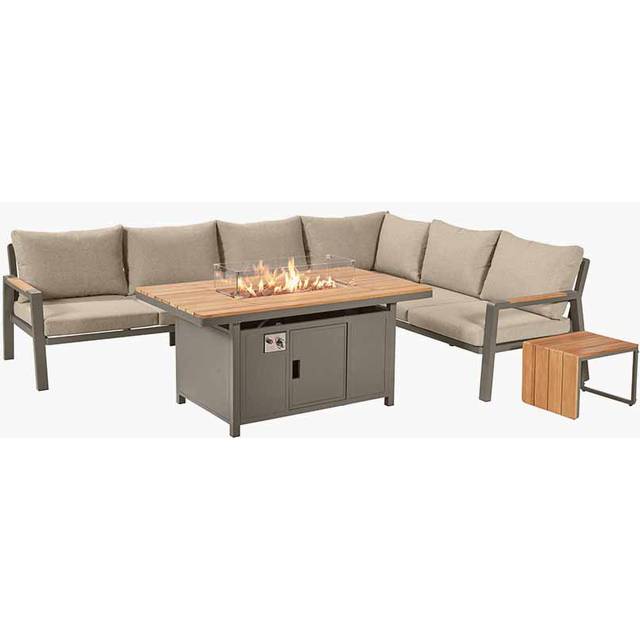 Stockholm Anthracite Outdoor Corner Seating Set including Fire Pit Table - Grey (L)