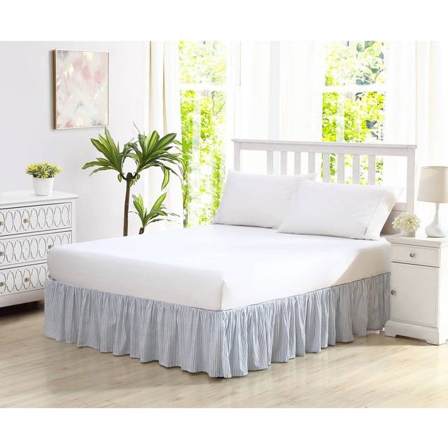 Laura Ashley Home - Cotton Ruffled Bedskirt  Lightweight Home Decor with Classic Style (Blue  Full)