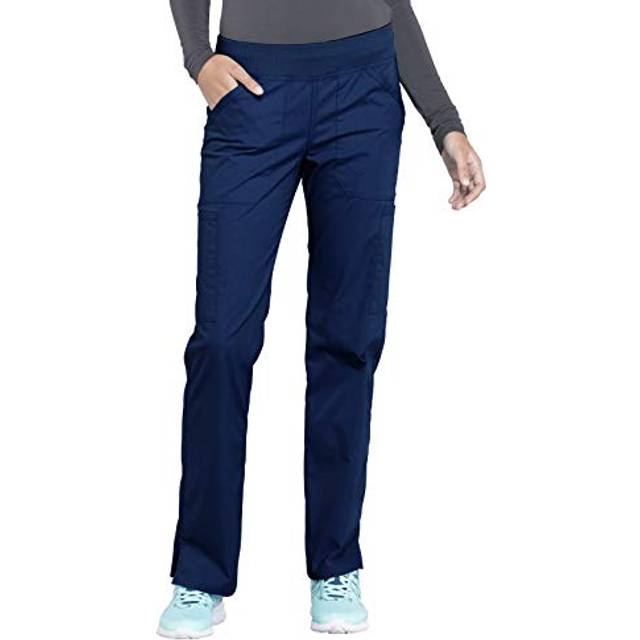 CHEROKEE Workwear Professionals Women Scrubs Pant Mid Rise Straight Leg Pull-on Cargo WW170P  XL Petite  Navy