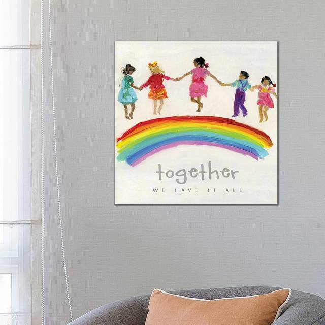 Rainbow Kids Together by Sally Swatland - Wrapped Canvas Gallery-Wrapped Canvas Giclée (66.04 cm H x 66.04 cm W x 3.175 cm D)