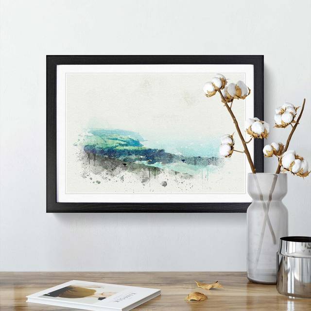 Port Isaac in Cornwall in Abstract - Picture Frame Graphic Art Print - Black (60cm H x 91cm W x 2cm D)