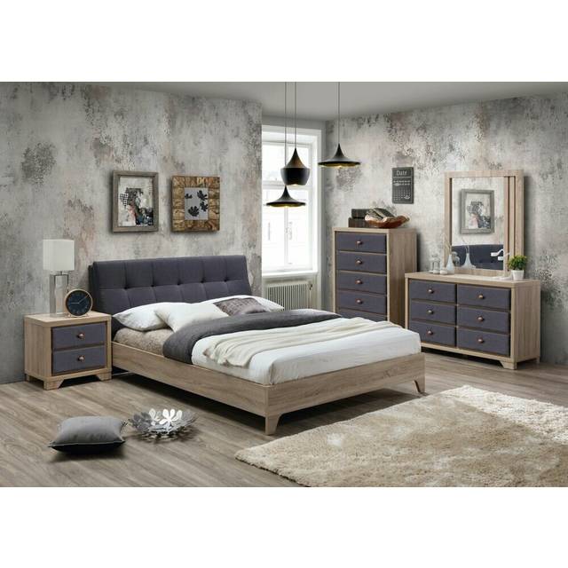 Anchor 2 Drawer Bedside Table - Grey (51cm H X 43cm W X 41cm D)