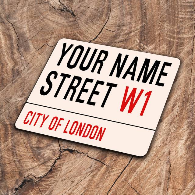 Personalised Your Name London Street Sign Metal Sign - Black;Red;Black;Red (25cm H X 20cm W)