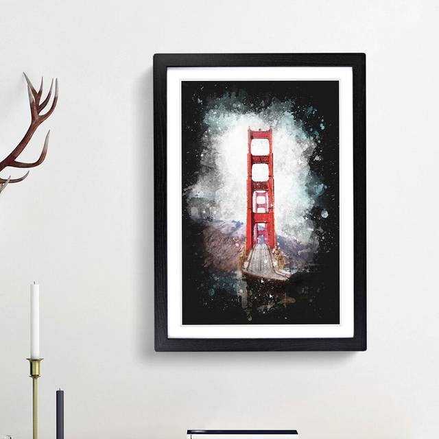 Golden Gate Bridge - Picture Frame Painting Print - Black Framed (45cm H x 33cm W x 2cm D)