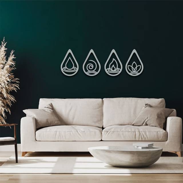 Leysin 4 Piece Print - Gold (30cm H x 30cm W)