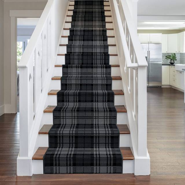 Union Rustic Abrams Tufted Black Stair Runner Black Runner 840cm x 80cm