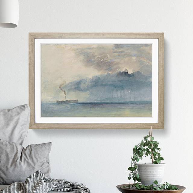 A Paddle Steamer by Joseph Mallord William Turner - Picture Frame Graphic Art - Oak Framed (27cm H x 36cm W x 2cm D)