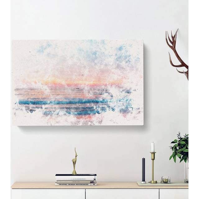 Sundown in Sri Lanka Watercolour - Wrapped Canvas Graphic Art Print (40cm H x 60cm W x 3cm D)