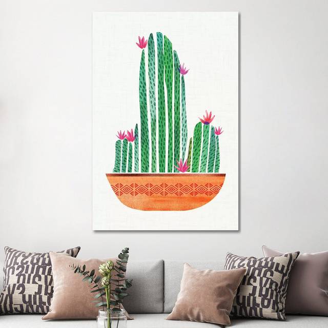 Tiny Cactus Blossoms I - Wrapped Canvas Painting (152.4cm H x 101.6cm W x 3.81cm D)