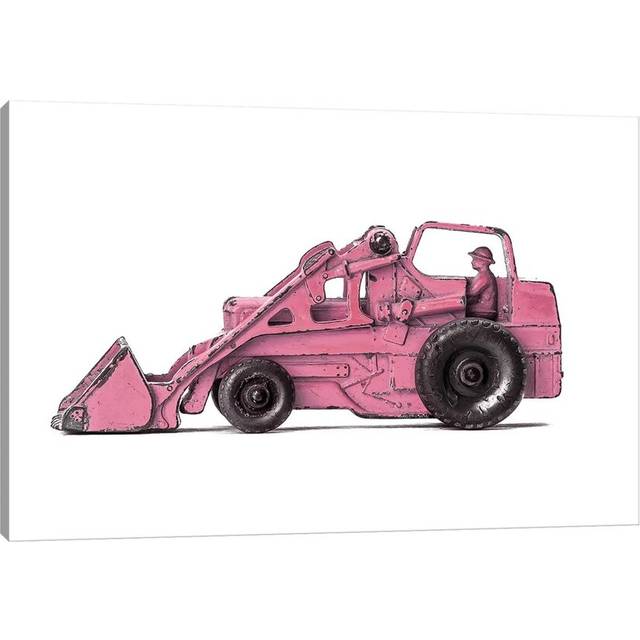 Tractor White Pink - Photograph Print on Canvas - Wrapped Canvas (20.32 cm H x 30.48 cm W)