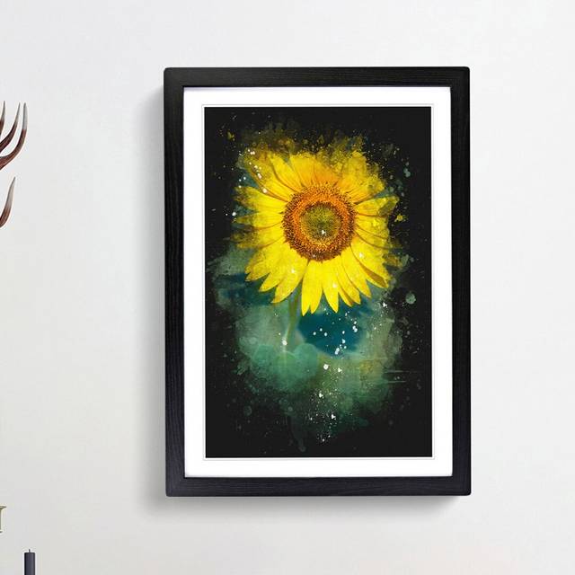 The Sunflower - Picture Frame Painting Print - Black Framed (45cm H x 33cm W x 2cm D)