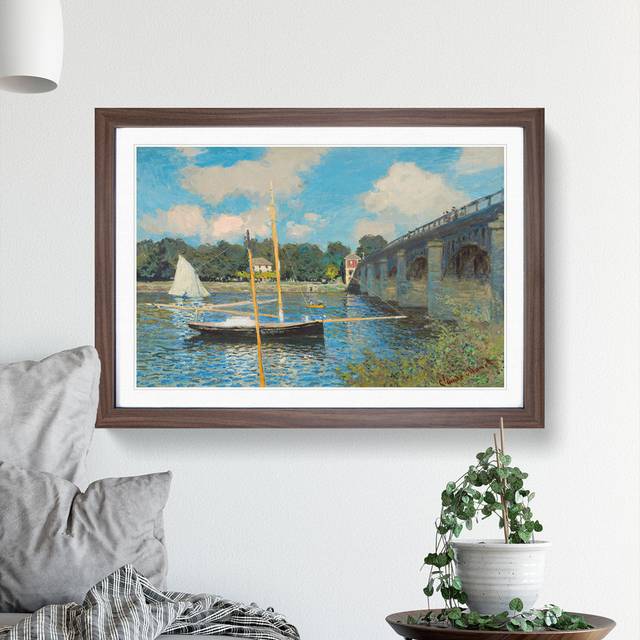 The Bridge at Argenteuil by Claude Monet - Picture Frame Painting - Walnut Framed (36cm H x 48cm W x 2cm D)